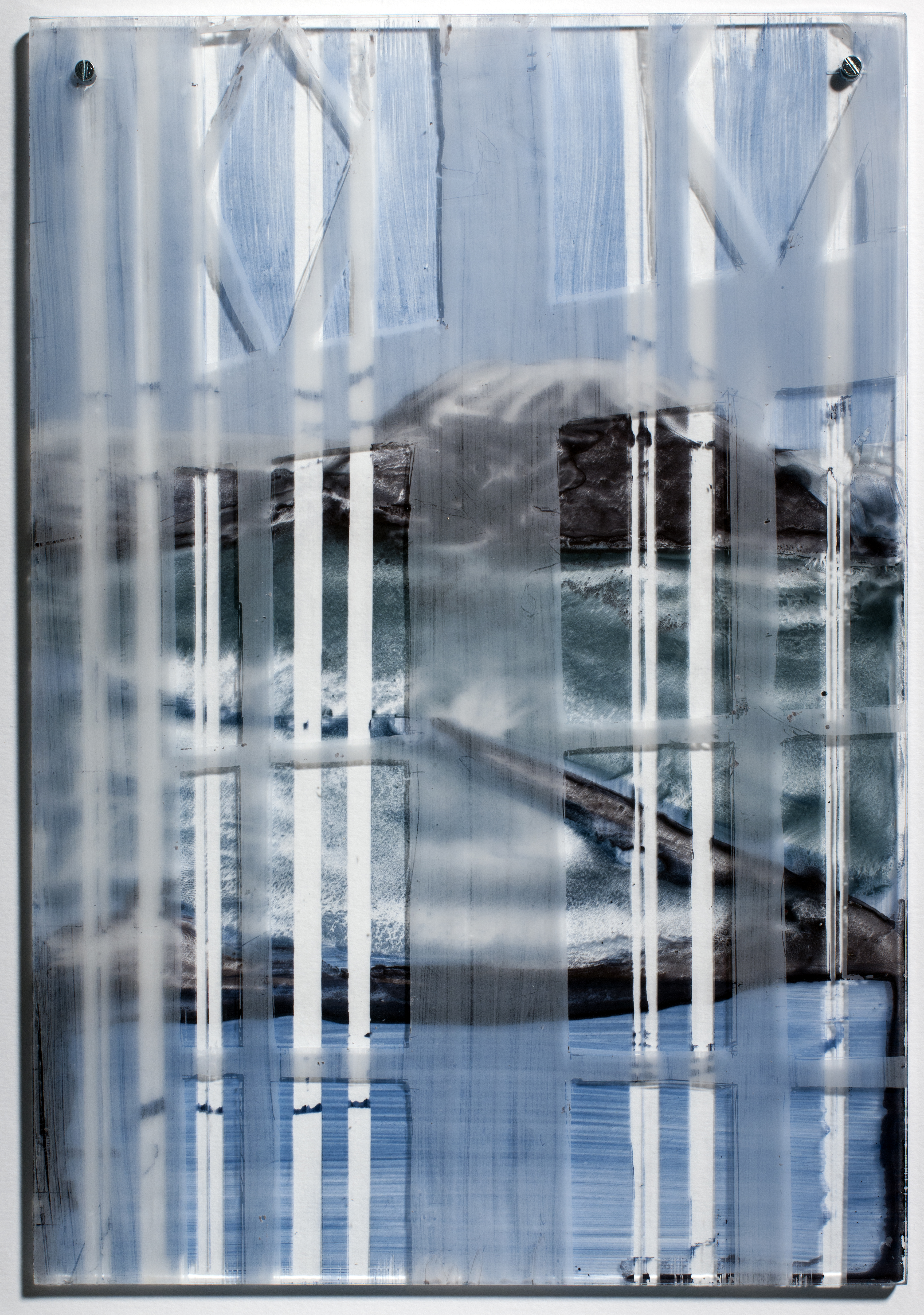 Pyramiden in A Villa  - 2014  emaille burnt on glass  34 x 23.5 cm